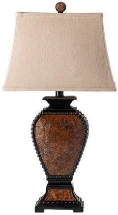 Crestview Resin Tooled Leather Black/Brown/Tan Table Lamp