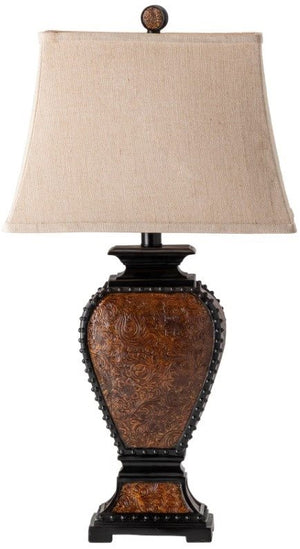 Crestview Resin Tooled Leather Black/Brown/Tan Table Lamp