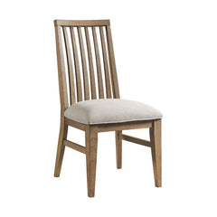 Intercon Landmark Weathered Oak Modern Slat Back Dining Side Chair with Webbed Seat