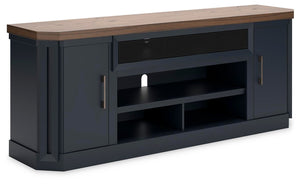 Landocken 83-Inch 2-Door XL TV Stand (Fireplace Optional) Brown/Blue