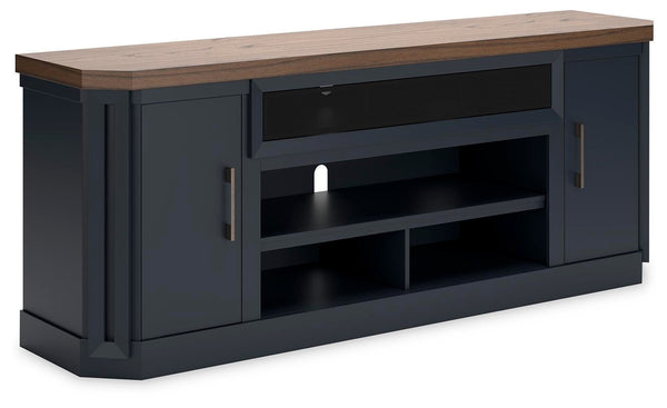 Landocken 83-Inch 2-Door XL TV Stand (Fireplace Optional) Brown/Blue