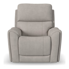 Flexsteel Carter Power Recliner with Power Headrest & Lumbar in Dove Fabric