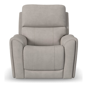 Flexsteel Carter Power Recliner with Power Headrest & Lumbar in Dove Fabric