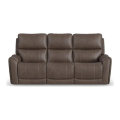 Flexsteel Carter Cappucino Power Reclining Sofa with Console & Power Headrests & Lumbar