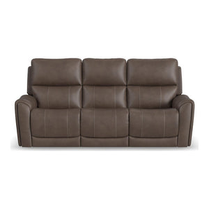 Flexsteel Carter Cappucino Power Reclining Sofa with Console & Power Headrests & Lumbar