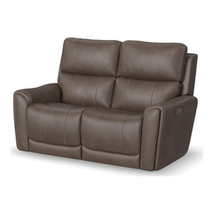 Flexsteel Carter Cappuccino Power Reclining Loveseat with Power Headrests & Lumbar