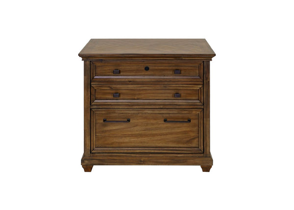 Martin Furniture Porter Natural Wood with Herringbone Pattern Lateral Office File Cabinet