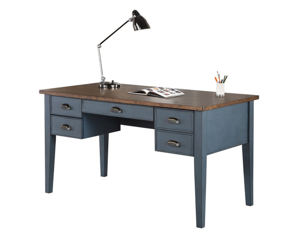 Martin Furniture Fairmont Dusty Blue Half Pedestal Desk