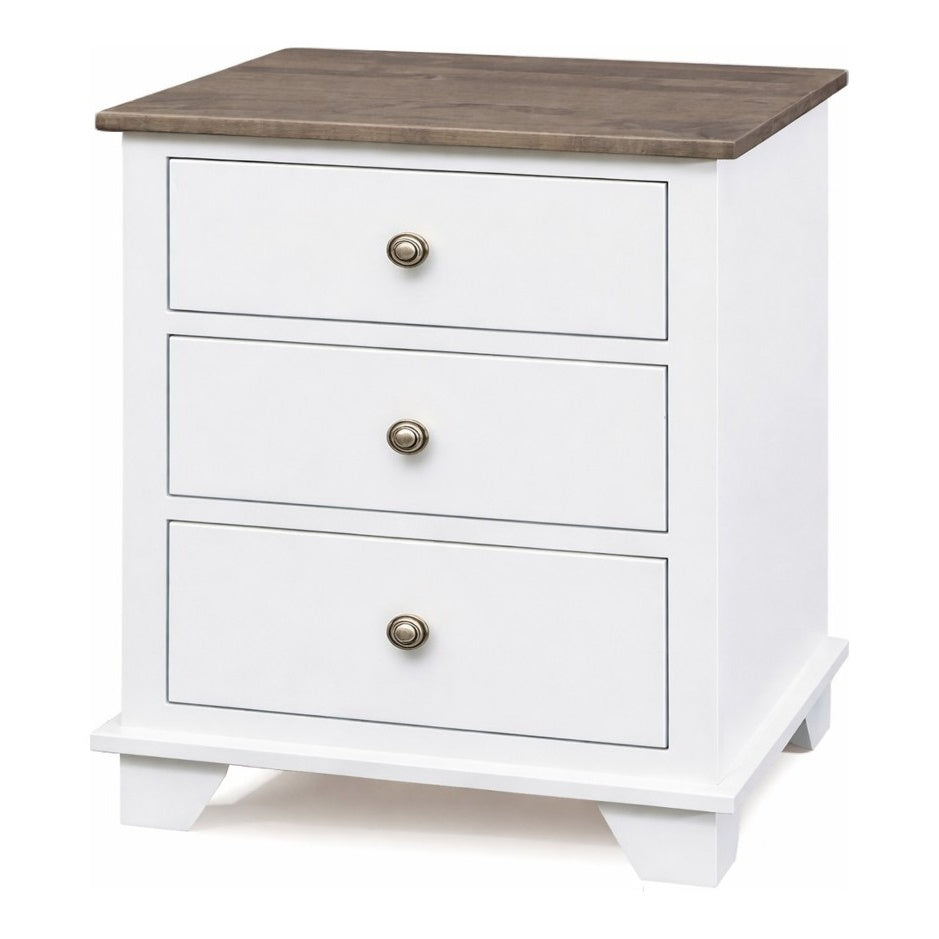 Archbold Portland Snow White/Driftwood 3-Drawer Nightstand