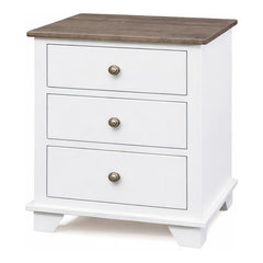 Archbold Portland Snow White/Driftwood 3-Drawer Nightstand