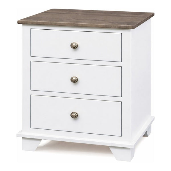 Archbold Portland Snow White/Driftwood 3-Drawer Nightstand