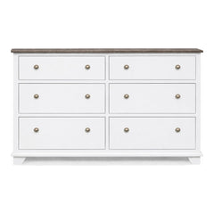 Archbold Portland Snow White/Driftwood 6-Drawer Dresser