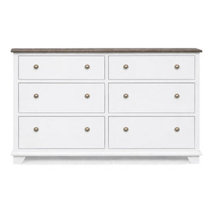 Archbold Portland Snow White/Driftwood 6-Drawer Dresser
