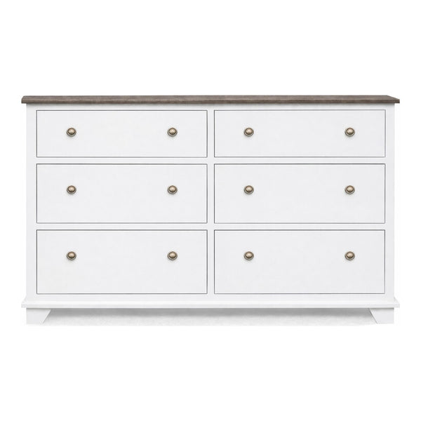 Archbold Portland Snow White/Driftwood 6-Drawer Dresser