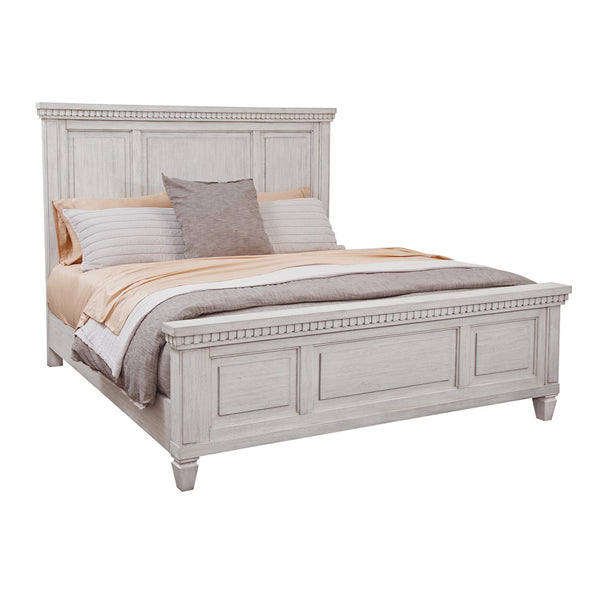 American Woodcrafters Salter Path White with Grain Queen Bed Dresser Mirror & Nightstand