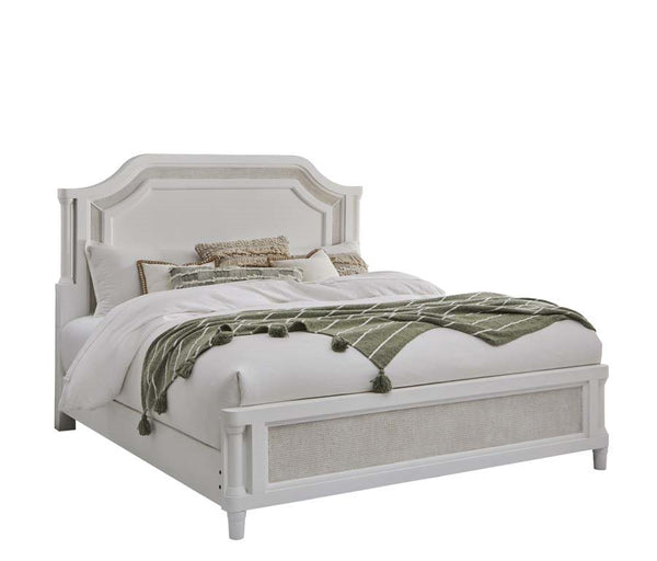 American Woodcrafters Switchgrass King Mansion Headboard White/Stone Cane