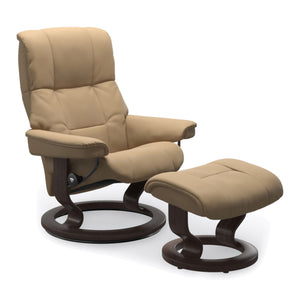 Stressless Mayfair Classic Base Small Chair & Ottoman in Paloma Sand
