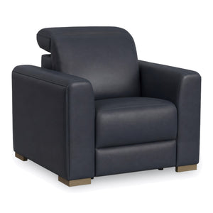 Flexsteel Aurora Leather Power Recliner with Power Headrest in Marine