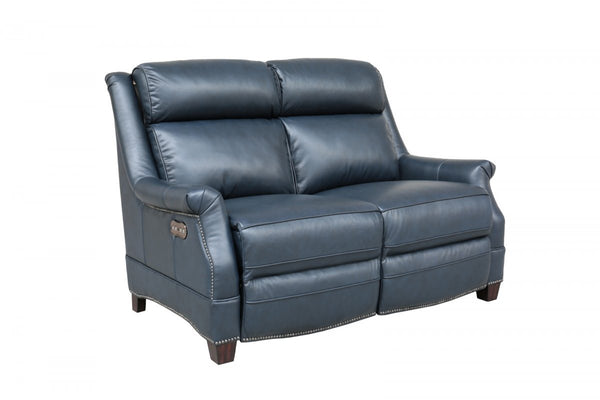 Barcalounger Shoreham Blue Warrendale Leather Recliner Loveseat