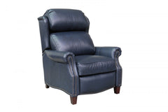 Barcalounger Shoreham Blue Meade Fabric & Leather High/Low-Leg Recliner Chair