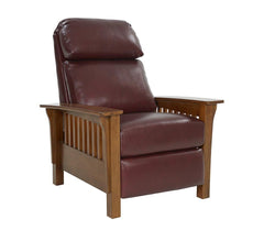 Barcalounger Marisol Cabernet Mission Leather High/Low-Leg Recliner Chair