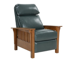 Barcalounger Highland Emerald Mission Leather High/Low-Leg Recliner Chair