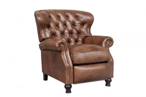 Barcalounger Wenlock Tawny Presidential Leather High/Low-Leg Recliner Chair