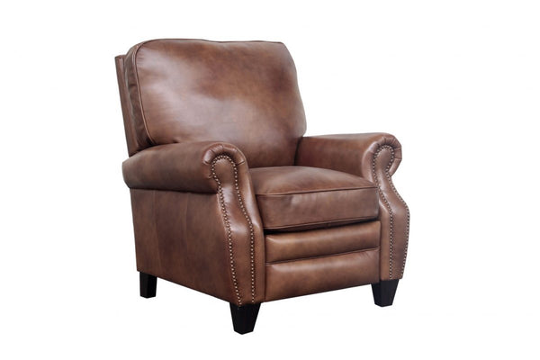 Barcalounger Wenlock Tawny Briarwood Leather High/Low-Leg Recliner Chair