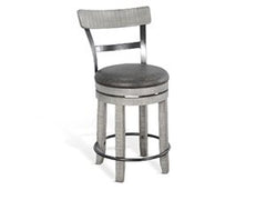 Sunny Designs Alpine Grey 24 Inch Swivel Barstool with Cushioned Seat