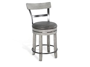 Sunny Designs Alpine Grey 24 Inch Swivel Barstool with Cushioned Seat
