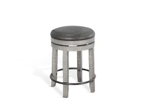 Sunny Designs Alpine Grey 24 Inch Swivel Stool with Cushioned Seat