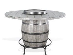 Sunny Designs Alpine Grey Round Pub Table with Wine Barrel Base