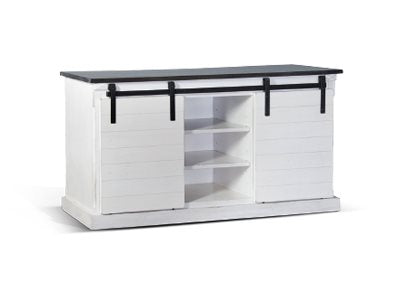 Sunny Designs European Cottage Barn Door 65 Inch TV Stand Console