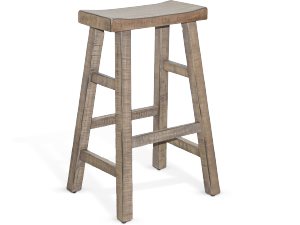 Sunny Designs Marina Beach Pebble 30 Inch Saddle Seat Stool with Wood Seat