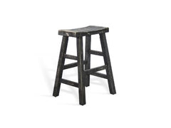Sunny Designs Marina Black Sand 24 Inch Saddle Seat Counter-Height Stool with Wooden Seat