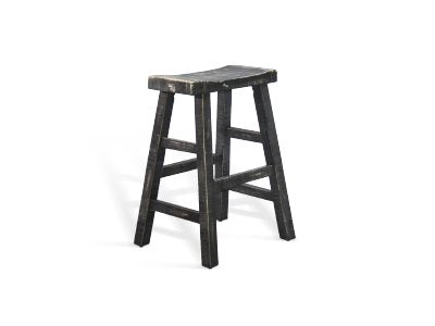 Sunny Designs Marina Black Sand 24 Inch Saddle Seat Counter-Height Stool with Wooden Seat