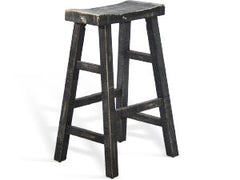 Sunny Designs Marina Black Sand 30 Inch Saddle Seat Stool with Wood Seat