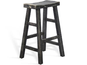 Sunny Designs Marina Black Sand 30 Inch Saddle Seat Stool with Wood Seat