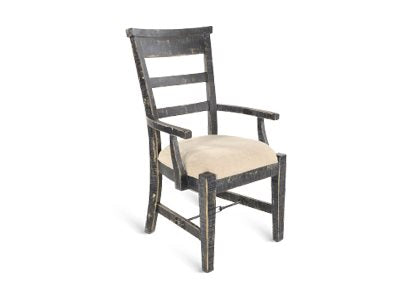 Sunny Designs Marina Black Sand Arm Dining Chair Cushioned Seat