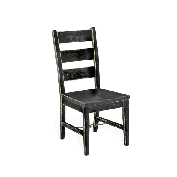 Sunny Designs Marina Black Sand Ladderback Dining Chair with Turnbuckle Stretchers & Wood Seat