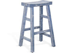 Sunny Designs Marina Ocean Blue 30 Inch Saddle Seat Stool with Wood Seat