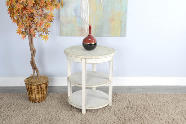 Sunny Designs Marina White Sand 27 Inch Side Table