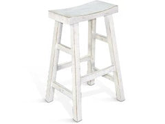 Sunny Designs Marina White Sand 30 Inch Saddle Seat Stool Wood Seat
