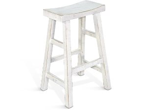Sunny Designs Marina White Sand 30 Inch Saddle Seat Stool Wood Seat