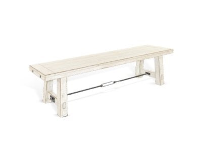 Sunny Designs Marina White Sand 64 Inch Bench with Turnbuckle Wood Seat