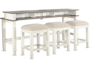 Sunny Designs Pasadena Marble White & Buck Skin Console Table with Usb Power Plug