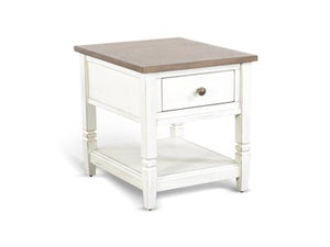 Sunny Designs Pasadena Marble White & Buckskin End Table