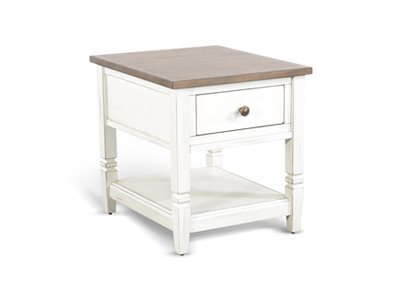 Sunny Designs Pasadena Marble White & Buckskin End Table