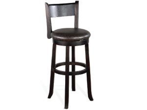 Sunny Designs Scottsdale Black Walnut 30 Inch Swivel Bar Counter-Height Stool with Cushioned Seat & Back