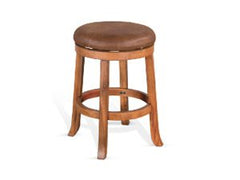 Sunny Designs Sedona Rustic Oak 24 Inch Swivel Counter-Height Stool with Cushioned Seat